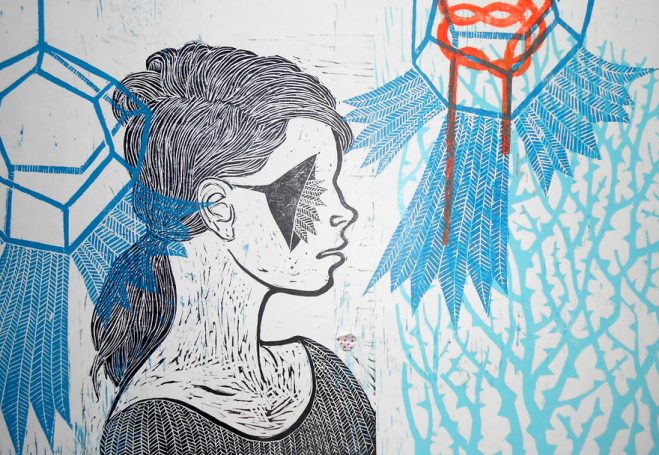 farbiger Holzschnitt, 2016. 4 Platten 