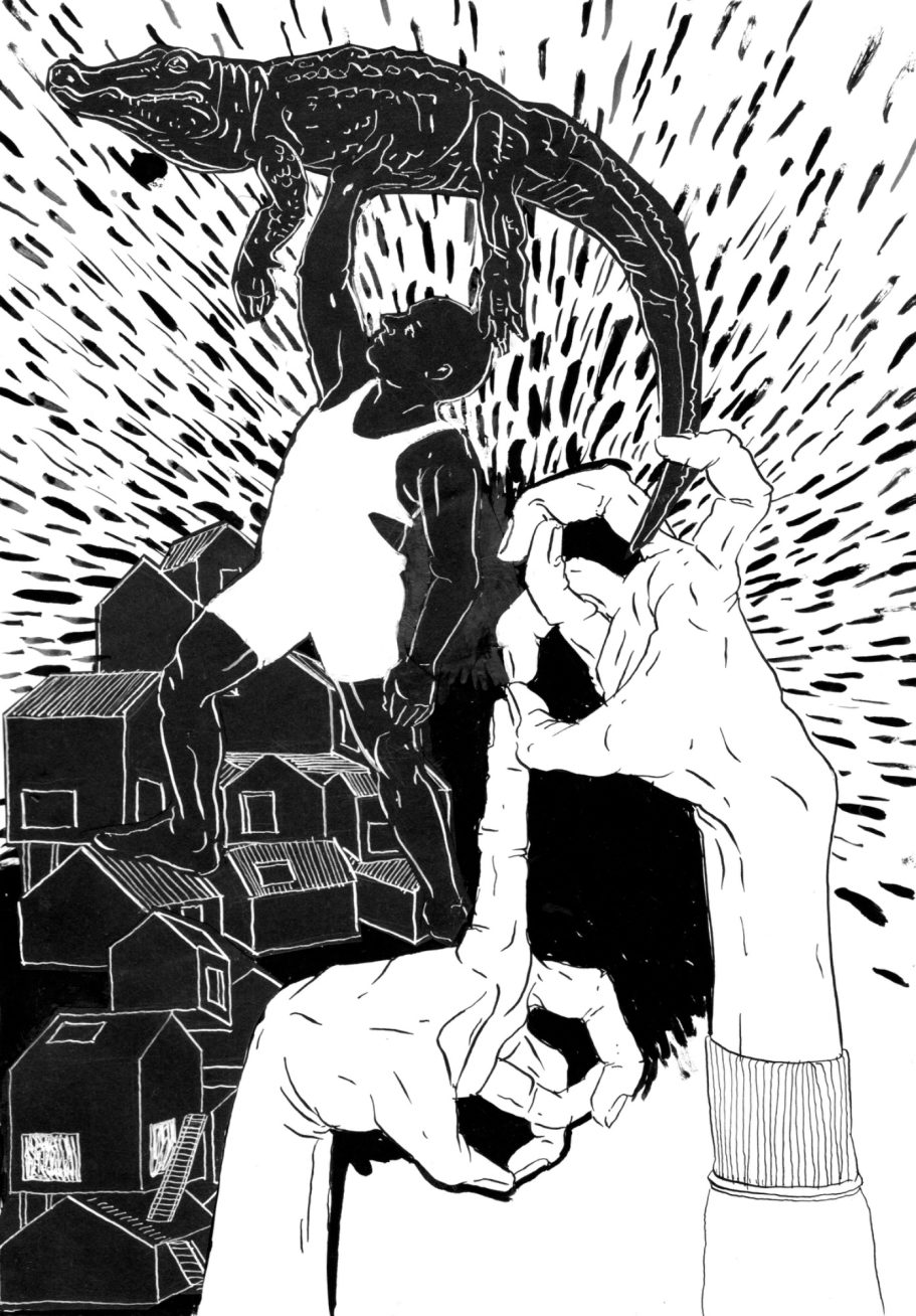 Schwarz weiss Zeichnung. 2019