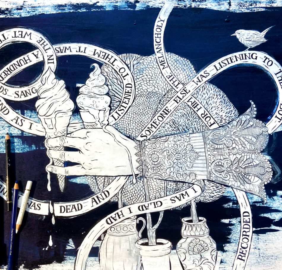 Zeichnung  mit Gedicht "August"