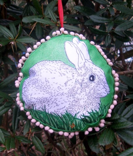 besticktes Lavendelkissen Kaninchen