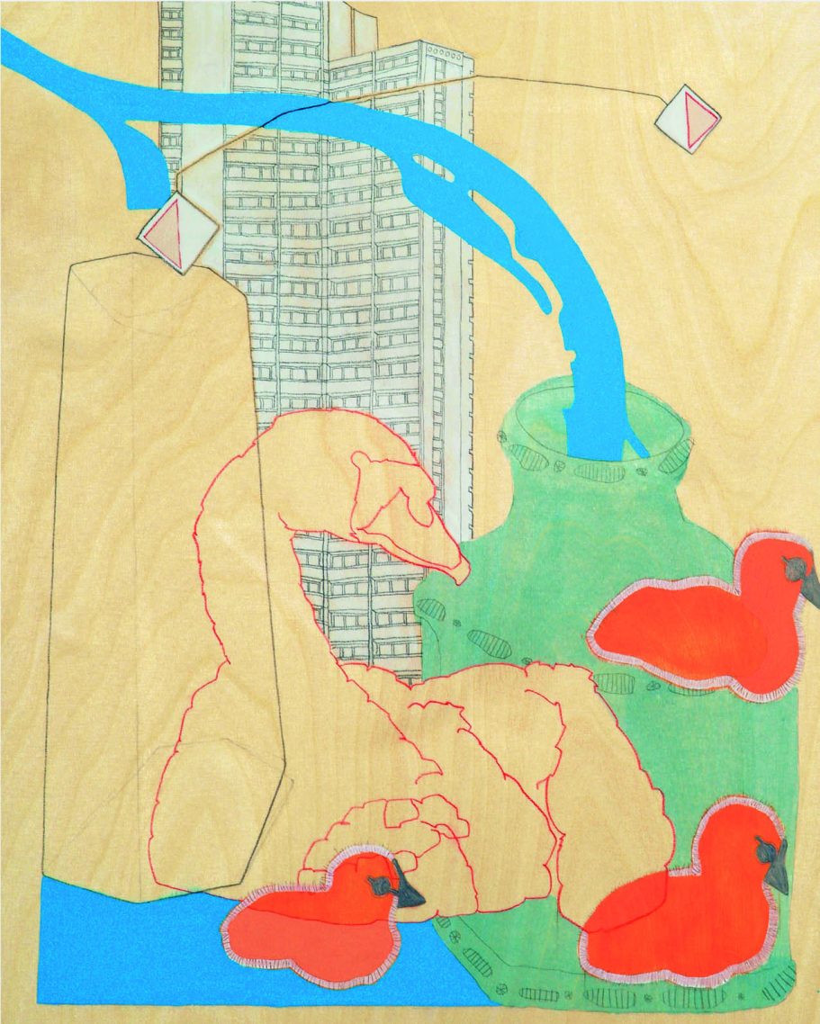 Mannheimer Tagebuch, Zeichnung auf Holzplatte 40 x 50cm