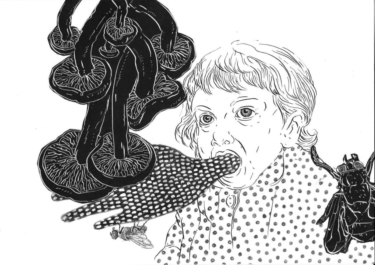 Schwarz weiss Zeichnung. 2019