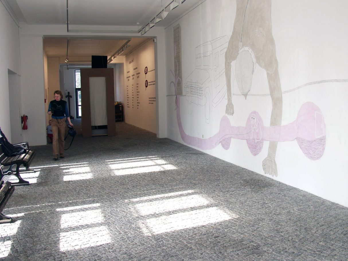 Wandarbeit und Aktion reuka.trust Galerie Otto Nagel in Berlin Wedding 2004