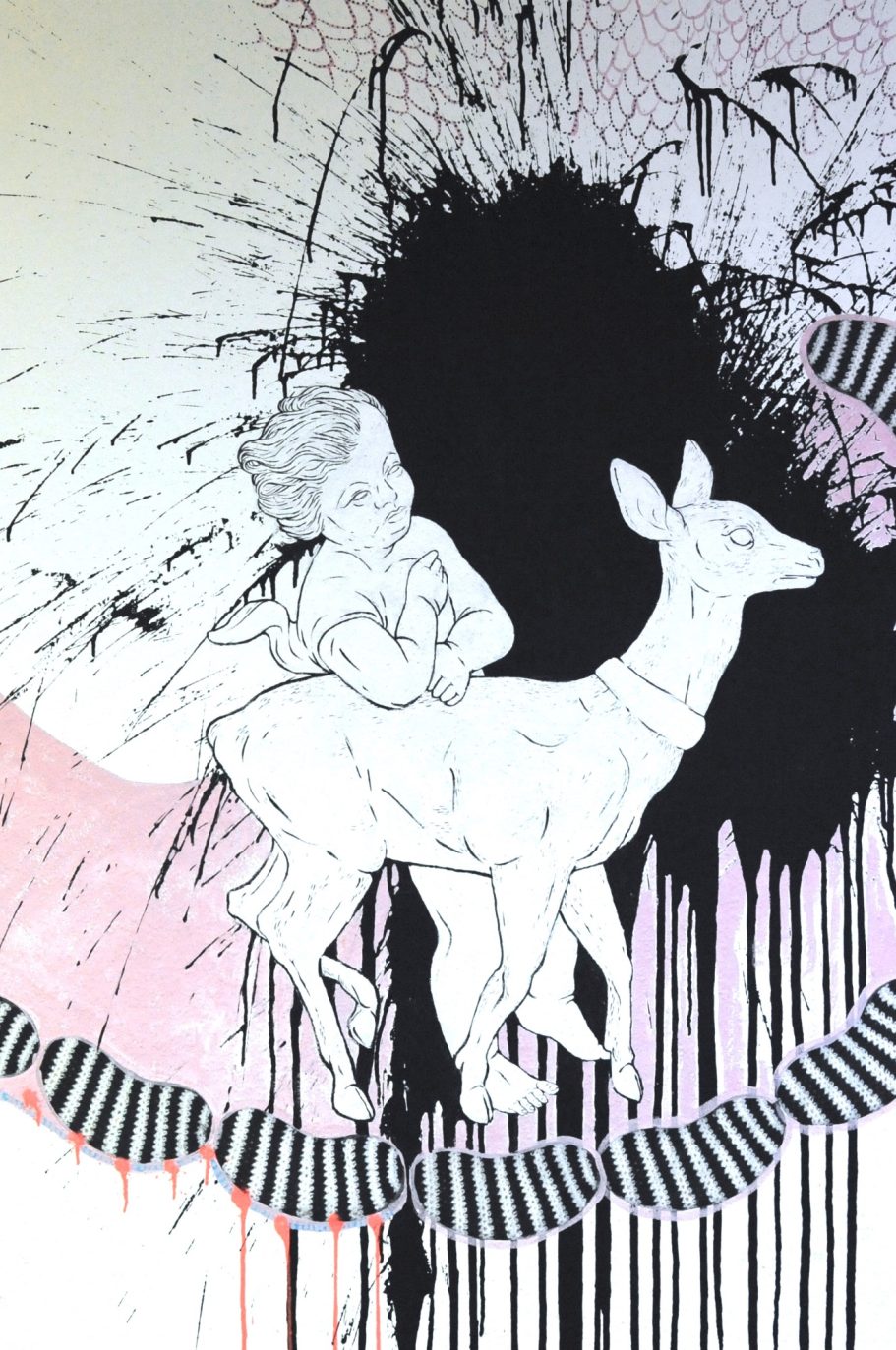 Wandzeichnung in der Galerie Weisser Elefant Berlin,  2009
Felix Carl,Annette Stieger und Tamara Trölsch