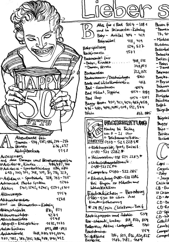 Zeichnung aus dem Otto Katalog 2000 Inhaltsverzeichnis