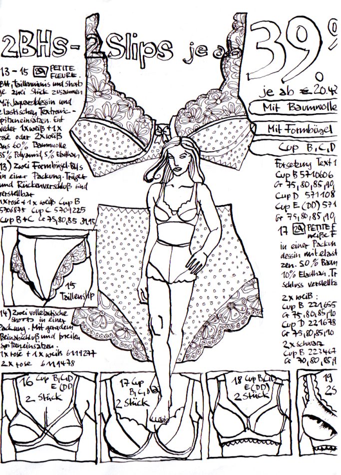 Zeichnung aus dem Otto Katalog 2000 Unterwäsche
