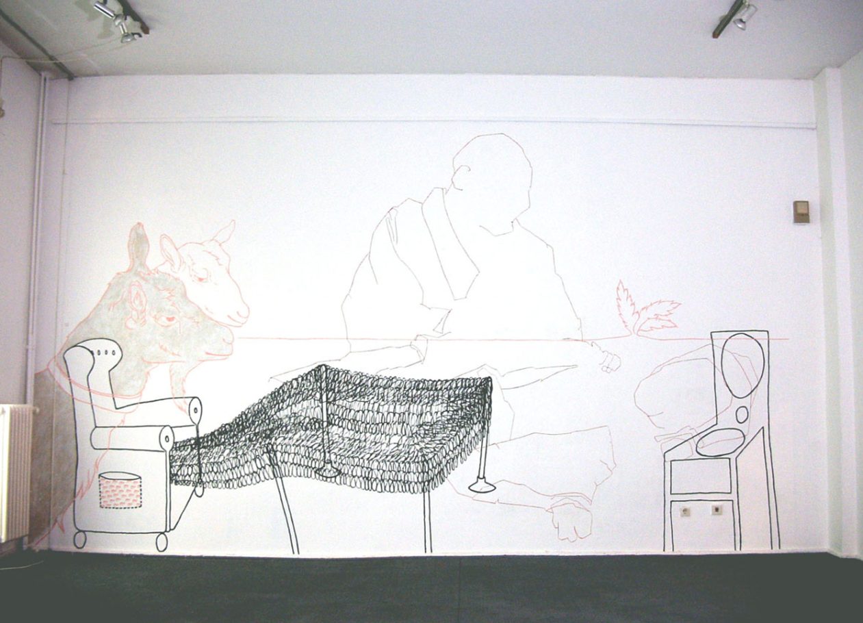 Wandzeichnung im Bethanien Berlin 2002
Felix Carl,Annette Stieger und Tamara Trölsch