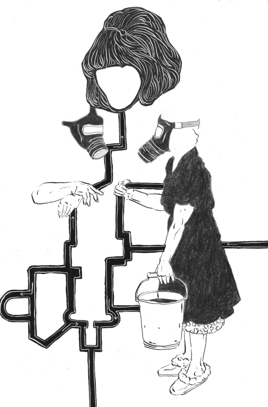 Schwarz weiss Zeichnung. 2019