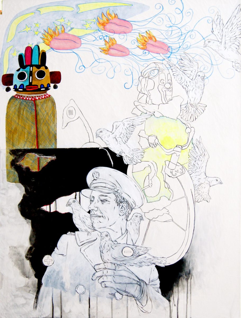 Zeichnung auf Leinwand, Felix Carl Annette Stier und Tamara Trölsch, "Holy Spirit", 2018