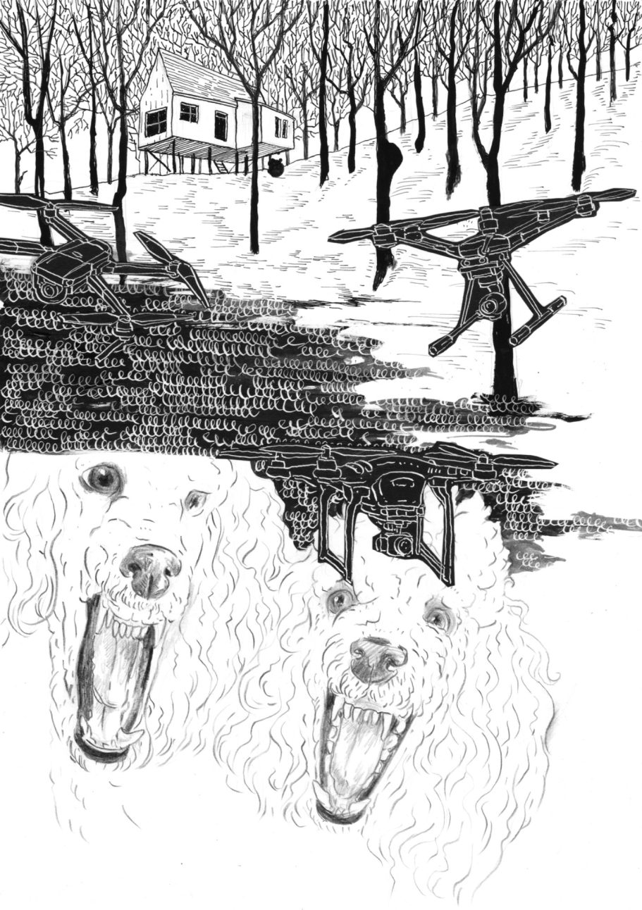 Schwarz weiss Zeichnung. 2019