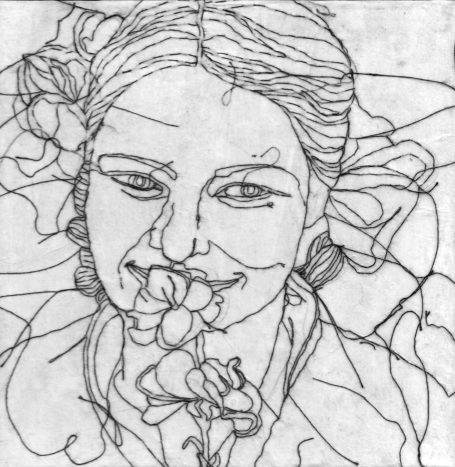 gesticktes Bild Frauengesicht