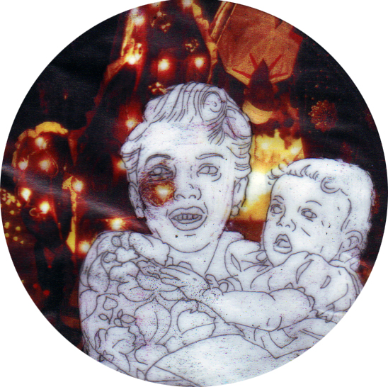 Zeichnungen auf Transparentpapier, Leuchtobjekte im Keller, Das Haus, Gruppenausstellung in einem leerstehenden Haus in Meißen , 2005