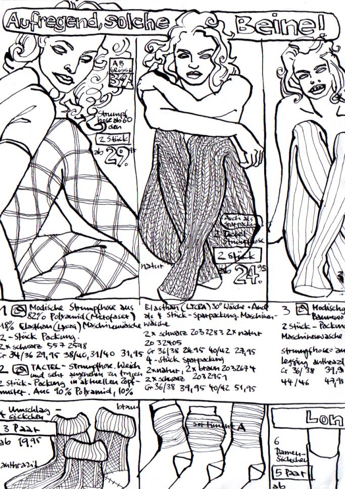 Zeichnung aus dem Otto Katalog 2000 Strümpfe